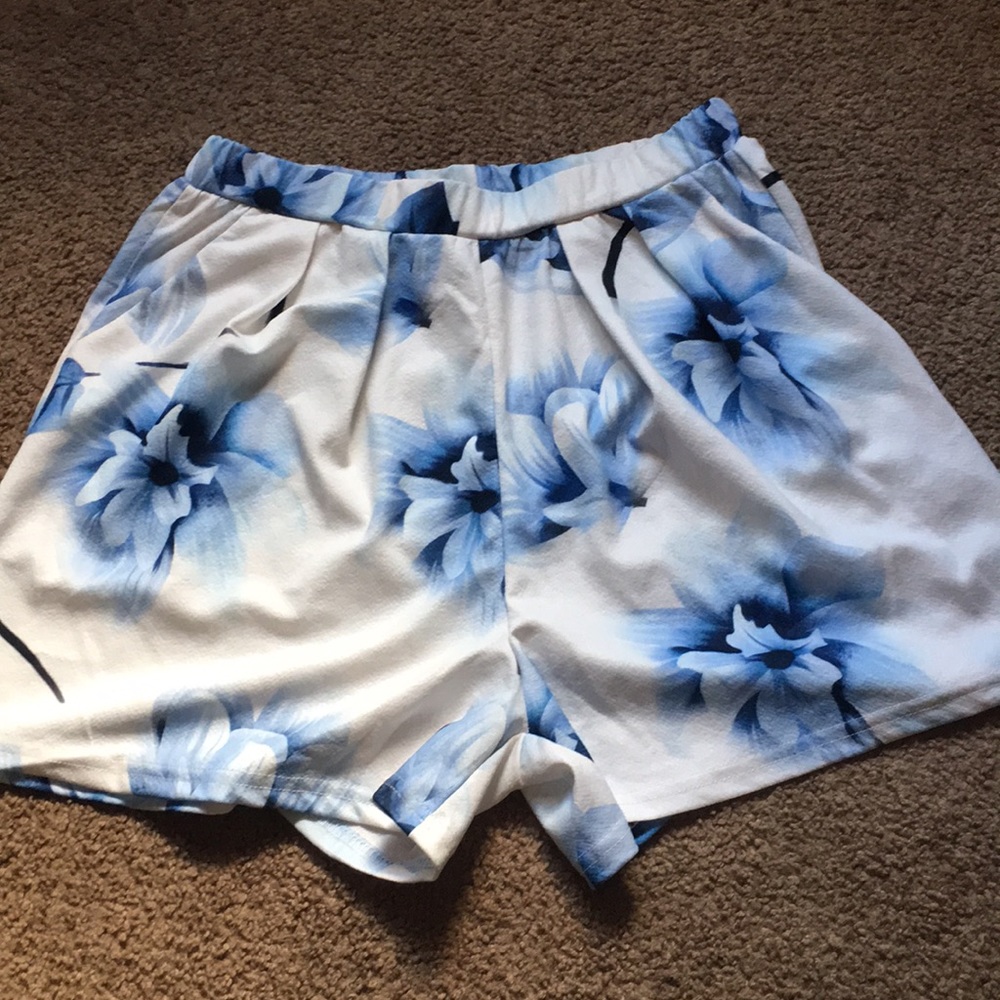 Blue Floral Shorts